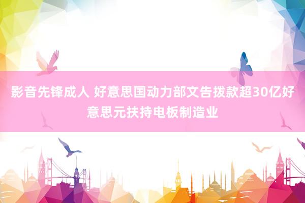影音先锋成人 好意思国动力部文告拨款超30亿好意思元扶持电板制造业