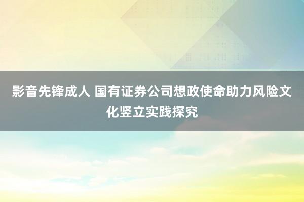 影音先锋成人 国有证券公司想政使命助力风险文化竖立实践探究
