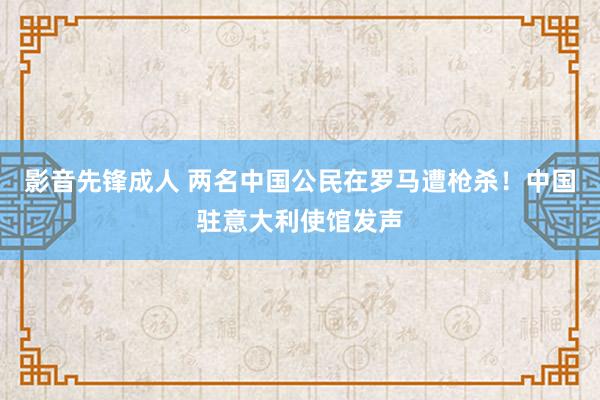 影音先锋成人 两名中国公民在罗马遭枪杀！中国驻意大利使馆发声